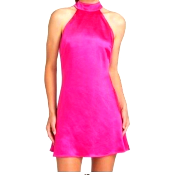 Elliatt Zinnia Fuschia Mini Halter Dress    Size L - Picture 1 of 13